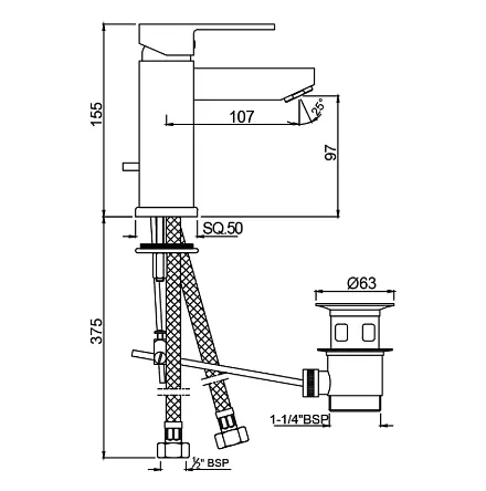 Смеситель для умывальника Jaquar Kubix F KUB-CHR-35052FB Хром - фото 2