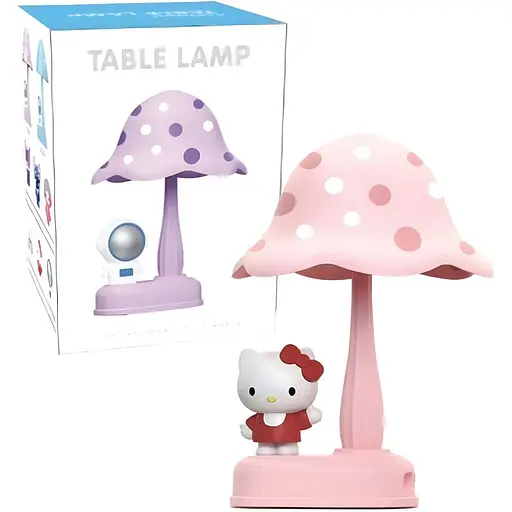 Детская настольная лампа Hello Kitty грибочек розовая (339E)