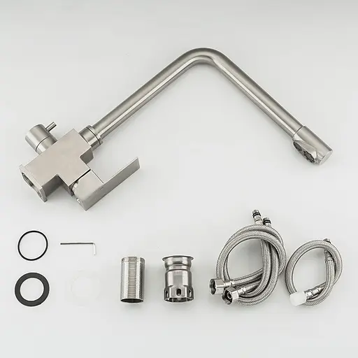 Смеситель для кухни на две воды Wezer PRO4C-02 нержавеющая сталь - фото 4