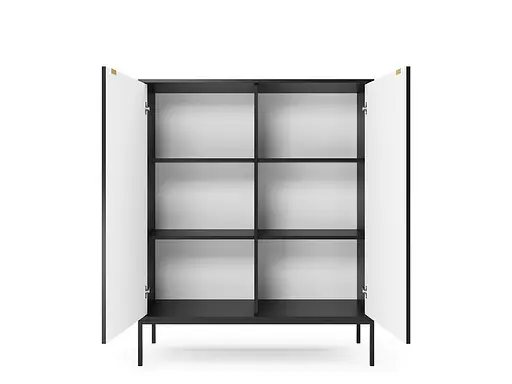 Комод высокий Perfect Home Новая/Nova 2-дверный с черными ножками K104 Черный (PFH-091238) - фото 2