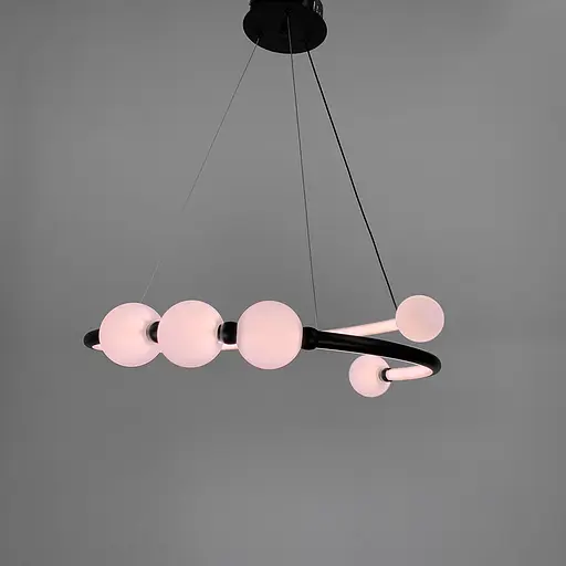 Чорна LED люстра з акриловими кульками у 2-х розмірах | Line F | Арт. 901BK LED - фото 6