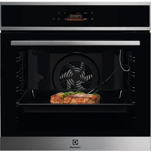 Духова шафа електрична Electrolux A+ пара дисплей конвекція піроліз телескопічні напрямні 72 л чорний