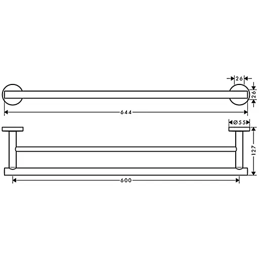 Тримач для рушника подвійний Hansgrohe Logis Universal 60 см хром 41712000 Хром - фото 2