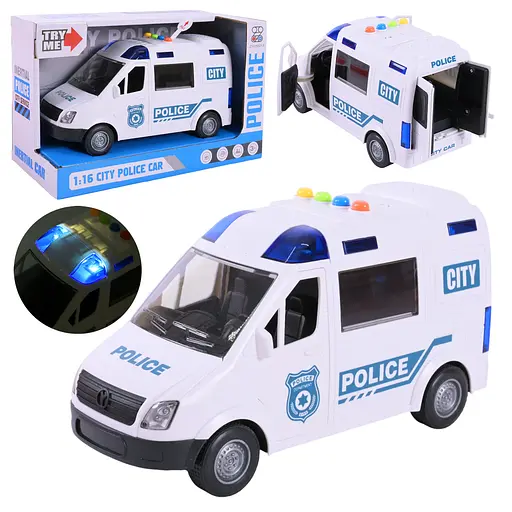 Машина Поліція на батарейках світло звук двері ZY222A - фото 1