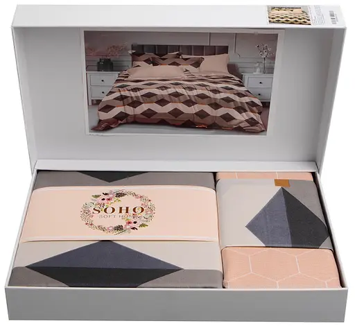 Комплект постільної білизни Євро Lounge 200х230 см Traventino Brown SOHO pbe0050838 - фото 2