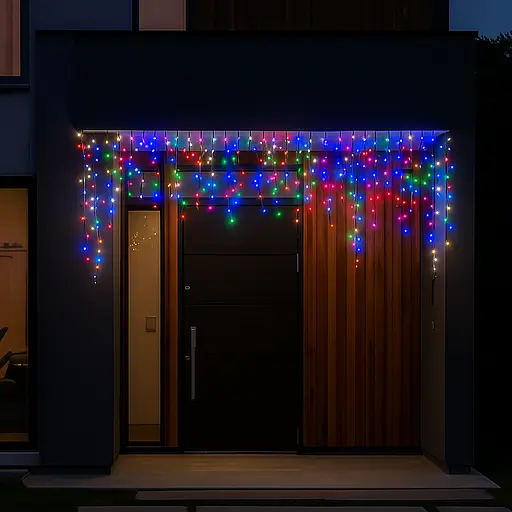 Новорічна гірлянда вулична Бахрома GarlandoPro 6 м 105 LED білий провід Мультиколор  6MWMLNEW