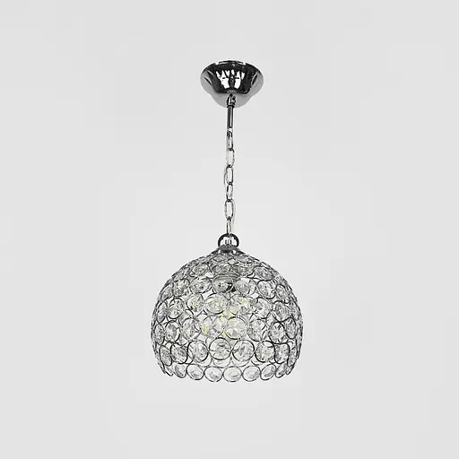 Хромований підвісний світильник із декоративним кришталем Ø 20 см | Line F | Арт. 402/1M CH - фото 1