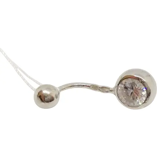Срібна сережка для пірсингу пупка ІрійС фианитом. 6011