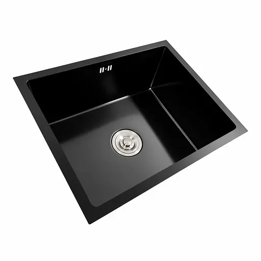 Кухонна мийка PVD чорна СМ 54x44 Platinum Handmade (монтаж під стільницю), Чорний - фото 6