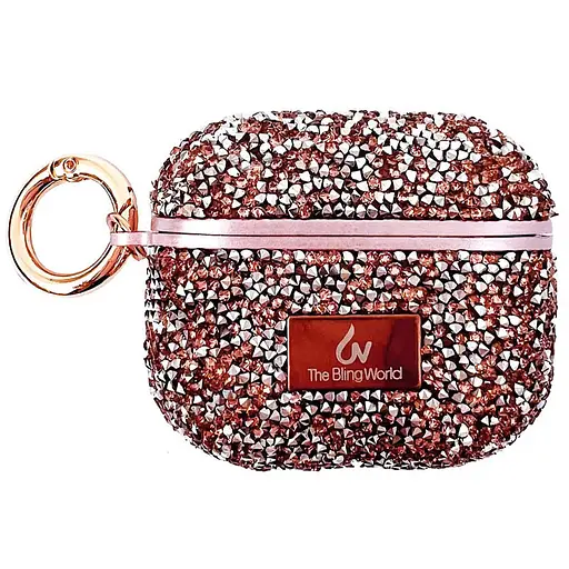 TPU чехол Bling World Rock Diamond для наушников AirPods Pro / Airpods Pro 2 Rose Gold