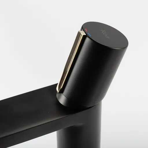 Змішувач для умивальника Rea Icon black L.gold чорний низький REA-B5680 Чорний - фото 7