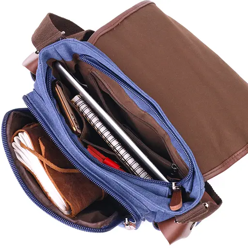 Цікава горизонтальна чоловіча сумка з текстилю 17х24х13 см Vintage 17х24х13 см sum0021441 - фото 5