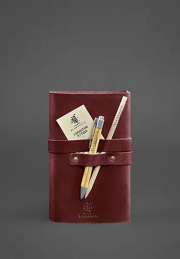 Жіночий шкіряний блокнот (Софт-бук) 1.0 бордовий Crazy Horse - фото 4