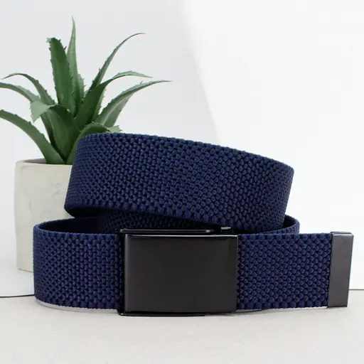 Ремень-резинка мужской на зажиме PS-40023 (115 см) синий плетеный - фото 1