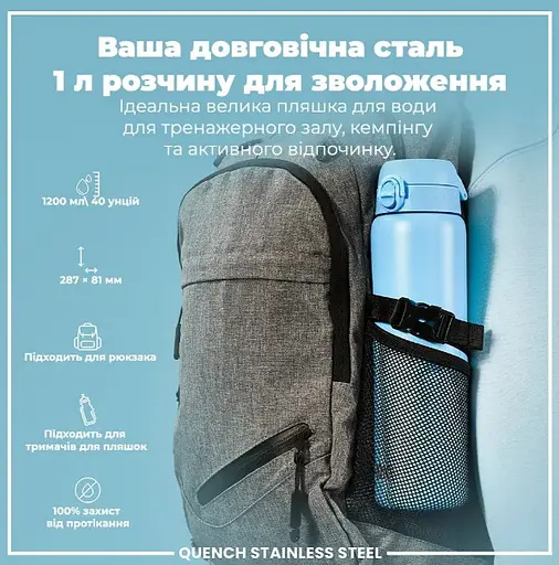 Пляшка для води ION8 1200 мл Stainless Steel Alaskan Blue металева (I8SS1000ABLU2) - фото 5