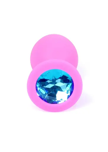 Силіконова анальна пробка з кристалом Boss Silikon Jewellery 8 см (блакитний) - фото 4