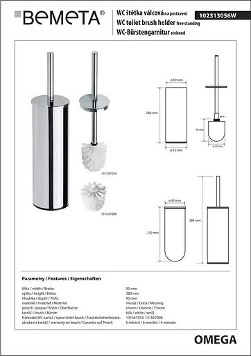 Туалетний йоржик Bemeta Neo підлоговий 102313056, Хром - фото 2
