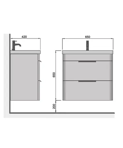 Тумба Мойдодир Iris 65-A з умивальником Fenova 65 підвісна Білий - фото 7