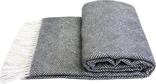 Плед бавовняний Vladi Валенсія Паркет 140х200 білий-антрацит - фото 1