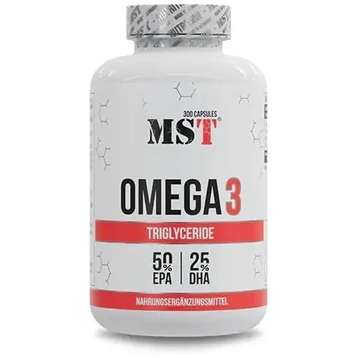 Жирные кислоты MST Omega 3 Triglyceride 75%, 300 капсул для поддержания сосудистой системы - фото 1
