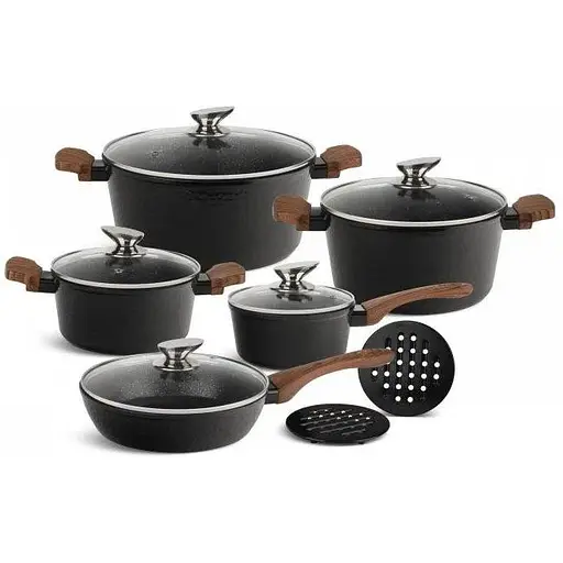 Набір каструль з кришками та сковородою Edenberg EB-5651, 12 предметів - фото 1