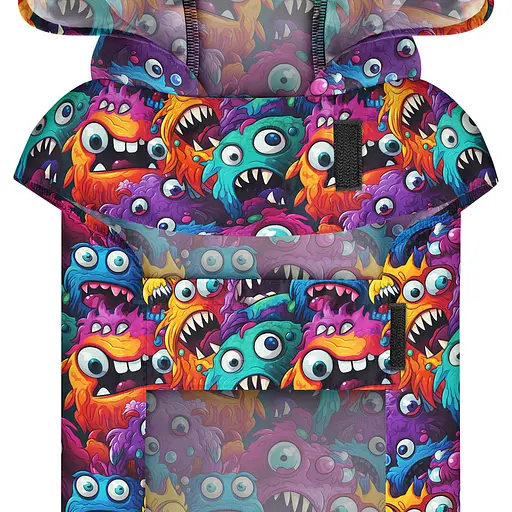 Дощовик-накидка з капюшоном для собак Waudog Clothes, малюнок "Зубасті монстри", S, А 32-35 см, B 41-52 см, С 26-33 см - фото 4