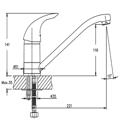 Змішувач для кухні Haiba VIOLET 004 HB0394 - фото 2