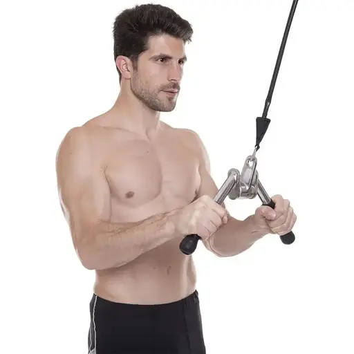 Ручка для верхньої тяги York Fitness V-подібна на трицепс з обертовим підвісом та гумовими рукоятками, хром - фото 10