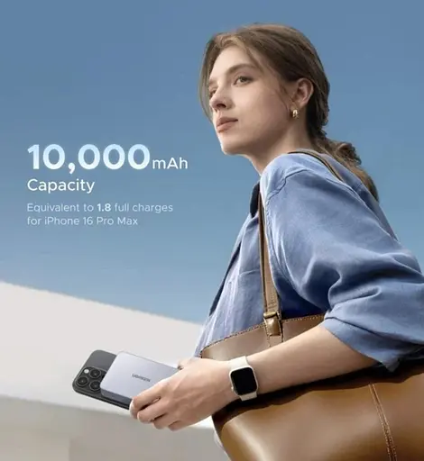 Магнитный павербанк Ugreen PB594 с беспроводной MagSafe зарядкой голубой 30W 10000 мАч - фото 10