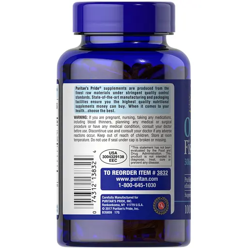 Жирные кислоты Puritan's Pride Omega 3 Fish Oil 1000 mg, 100 капсул - фото 3