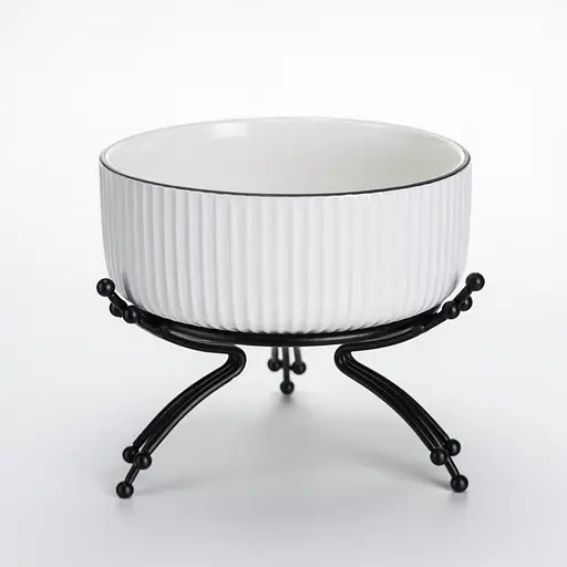 Салатник фарфоровый на металлической подставке Ø16 (см) тарелка для салата салатница Черный Yiwu LB-1568B - фото 2