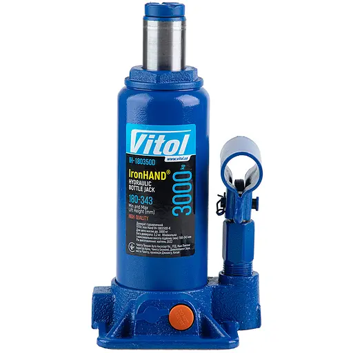 Домкрат гідравлічний телескопічний Iron Hand 3 т 180-343 мм 3.1 кг коробка (IH-180350D) - фото 3