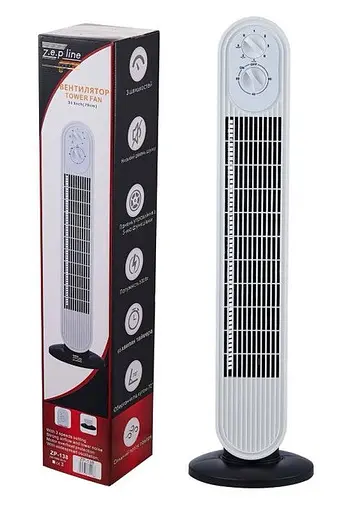 Підлоговий вентилятор від мережі Zepline ZP-138 Вітродуйка 500Вт 3 режими Таймер 60хв Білий/Чорний - фото 7