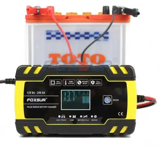 Зарядное устройство для автомобильного аккумулятора Foxsur 12V-8A/24V-4A 12V-8A - фото 3