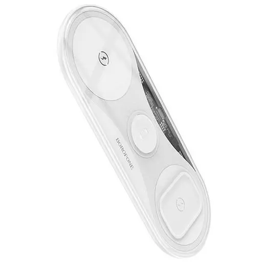 Бездротовий зарядний пристрій для 3 пристроїв Borofone BQ19 3-в-1 W15 білий - фото 2