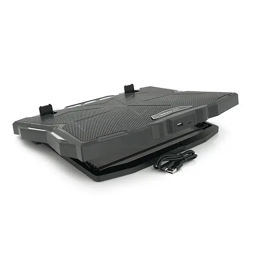 Підставка під ноутбук IceCoorel K12, 10-17", 15 * 60mm 2500±10% RPM, корпус пластик + алюміній, TYPE-C + USB, 400x305x39mm, Black, Box, Q10 - фото 4
