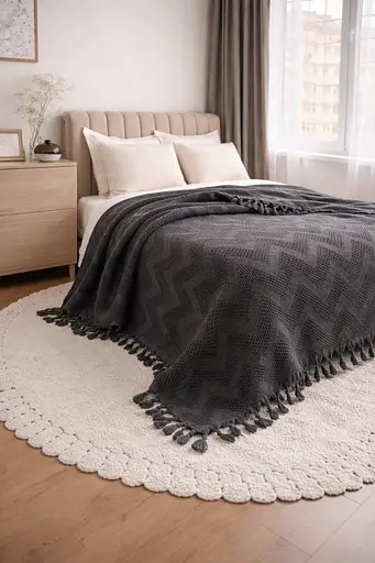 Плед-покрывало Cotton TURComFor хлопок темно-серый евро 200х230 см. TC303375972 - фото 1