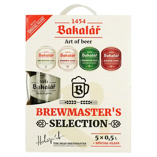 Набор: пиво Bakalar Honey lager 0.5+ Bakalar Dry hopped lager 0.5 л + Bakalar amber lager 0.5 л + Bakalar premium (2 шт. х 0.5 л = 1 л) + бокал 0.3 л - фото 2