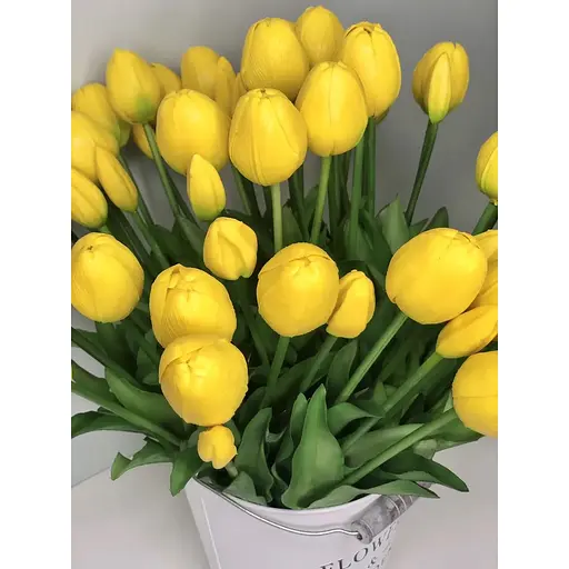 Тюльпани штучні Hvoya Real Touch латексні букет із 5 бутонів жовті - фото 4