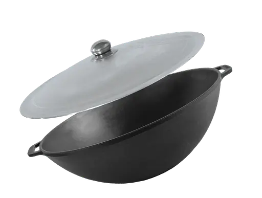 Чугунная сковорода Brizoll WOK с алюминиевой крышкой 8 л и чехлом - фото 4