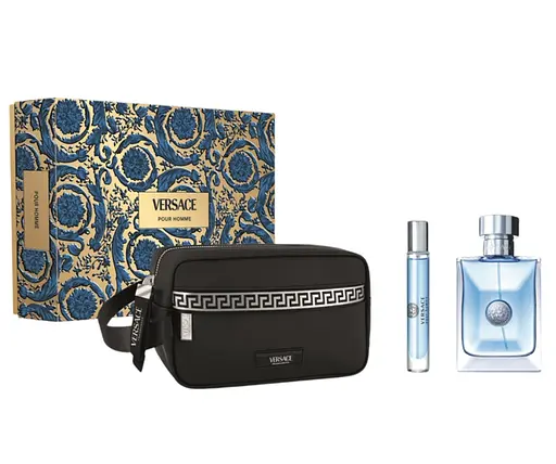 Подарочный Набор Versace Pour Homme туалетная вода 100 мл, атюра 10 мл, косметичка - фото 1