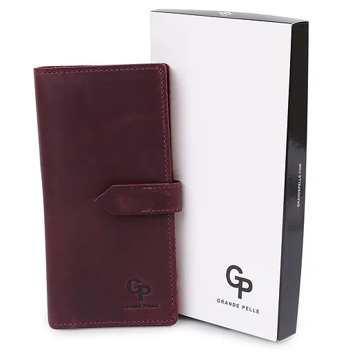 Женское кожаное портмоне Grande Pelle 9х18х1 см acs0018744 - фото 6