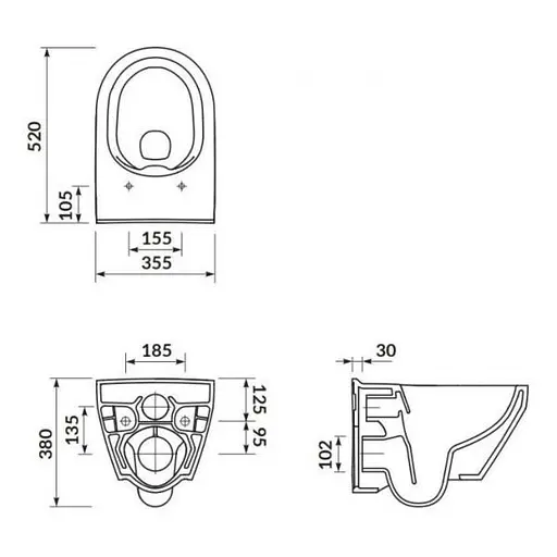 Унітаз підвісний CET B216 Cersanit Crea CleanOn з дюропластовим Slim сидінням SoftClose+QuickRelease 30412 - фото 4