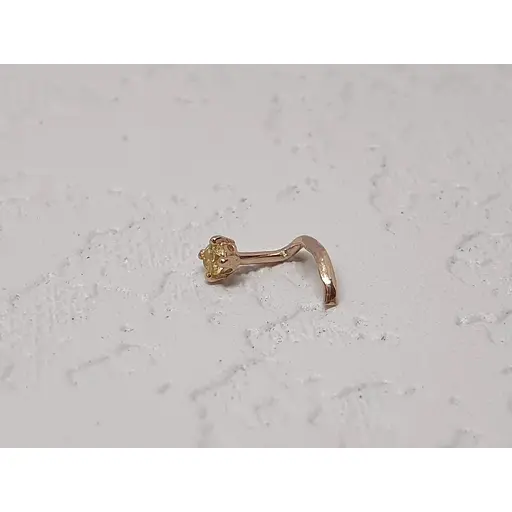 Золота сережка-пірсинг Dear в ніс Dear с фіанітом. 1018.2 Жовтий - фото 2