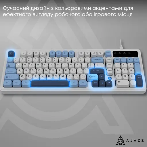 Клавіатура ігрова дротова Ajazz AF-GB-98 USB White-Blue - фото 12