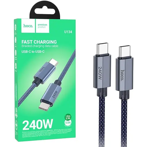 USB кабель Hoco U134 Type-C/Type-C для зарядки і передачі даних 240W довжина 18 м чорний