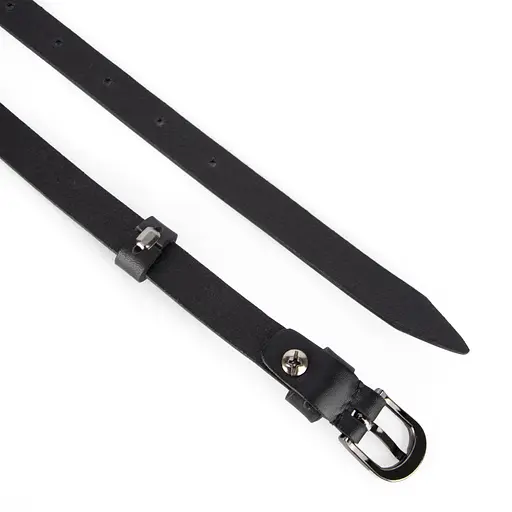Ремінь шкіряний жіночий вузький чорний SF-1535 (120 см) - фото 3
