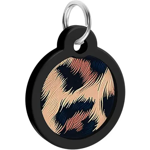 Адресник для собак і котів металевий WAUDOG Smart ID з QR паспортом малюнок Леопард коло Д 30 мм - фото 5