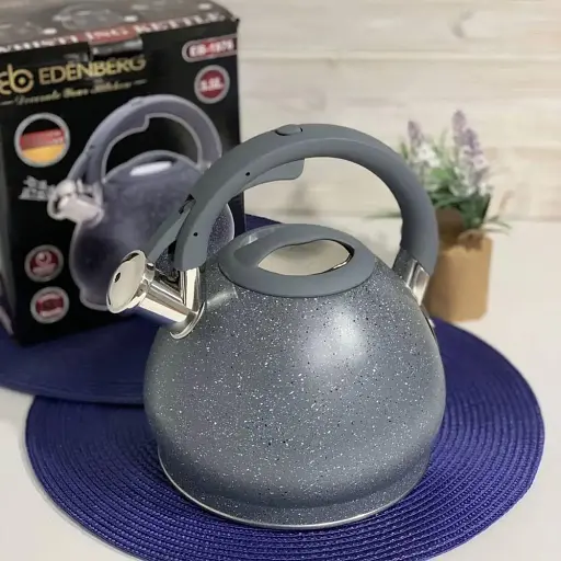 Чайник со свистком Edenberg EB-1976 с мраморным покрытием 3,5л серый - фото 3