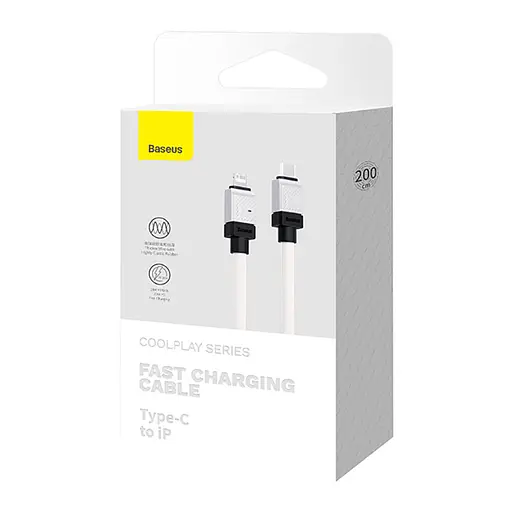 Кабель Baseus CoolPlay Series Fast Charging Cable Type-C to iP 20W 2m White - фото 2